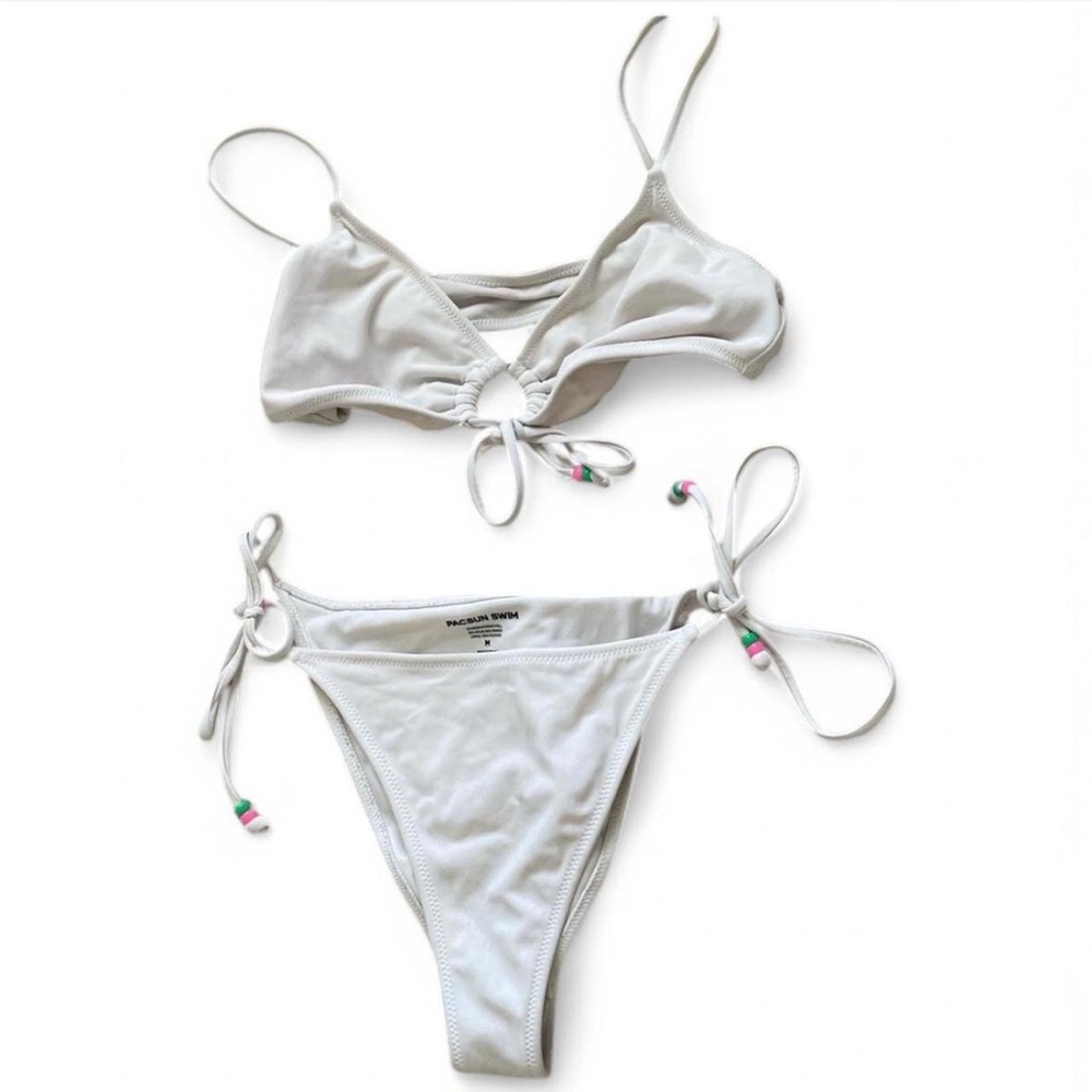 pacsun white bikini set with beads.
